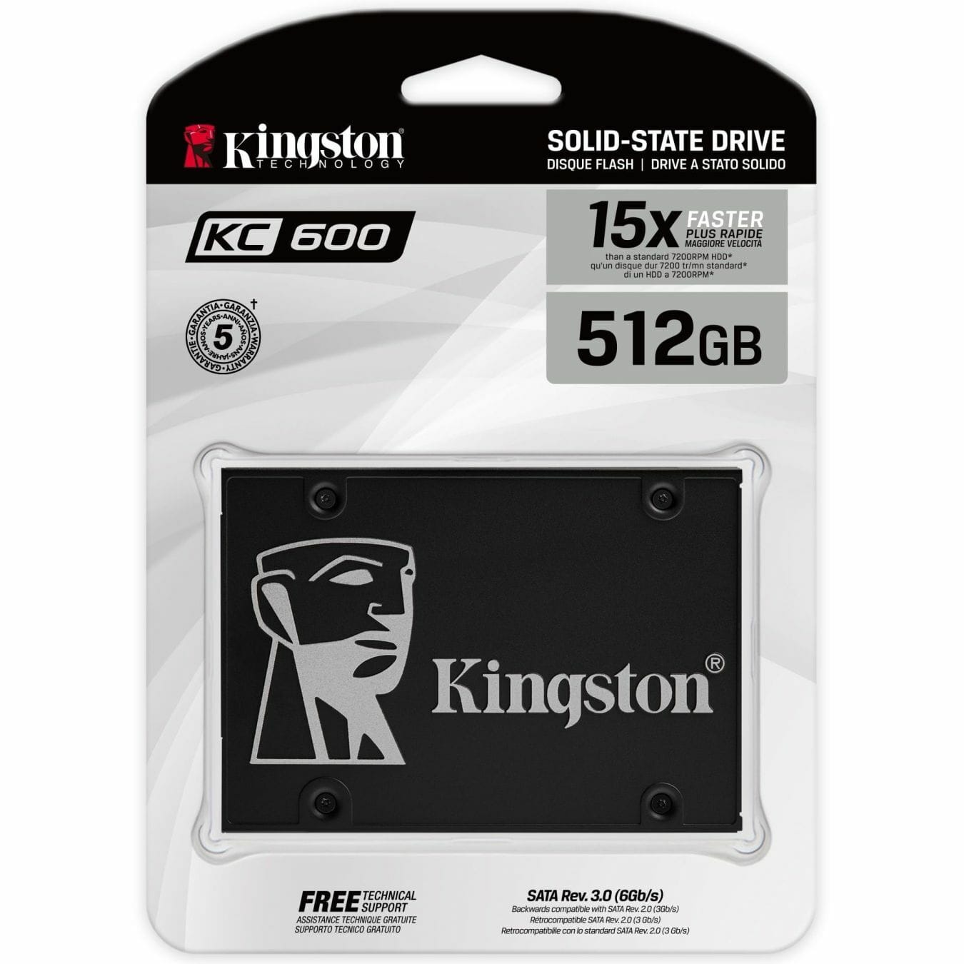512 GB R/W 550/520 MB/s Kingston KC600 2.5" SSD with hardware-based self-encryption solution - 265GB to 1024GB 0740617300253