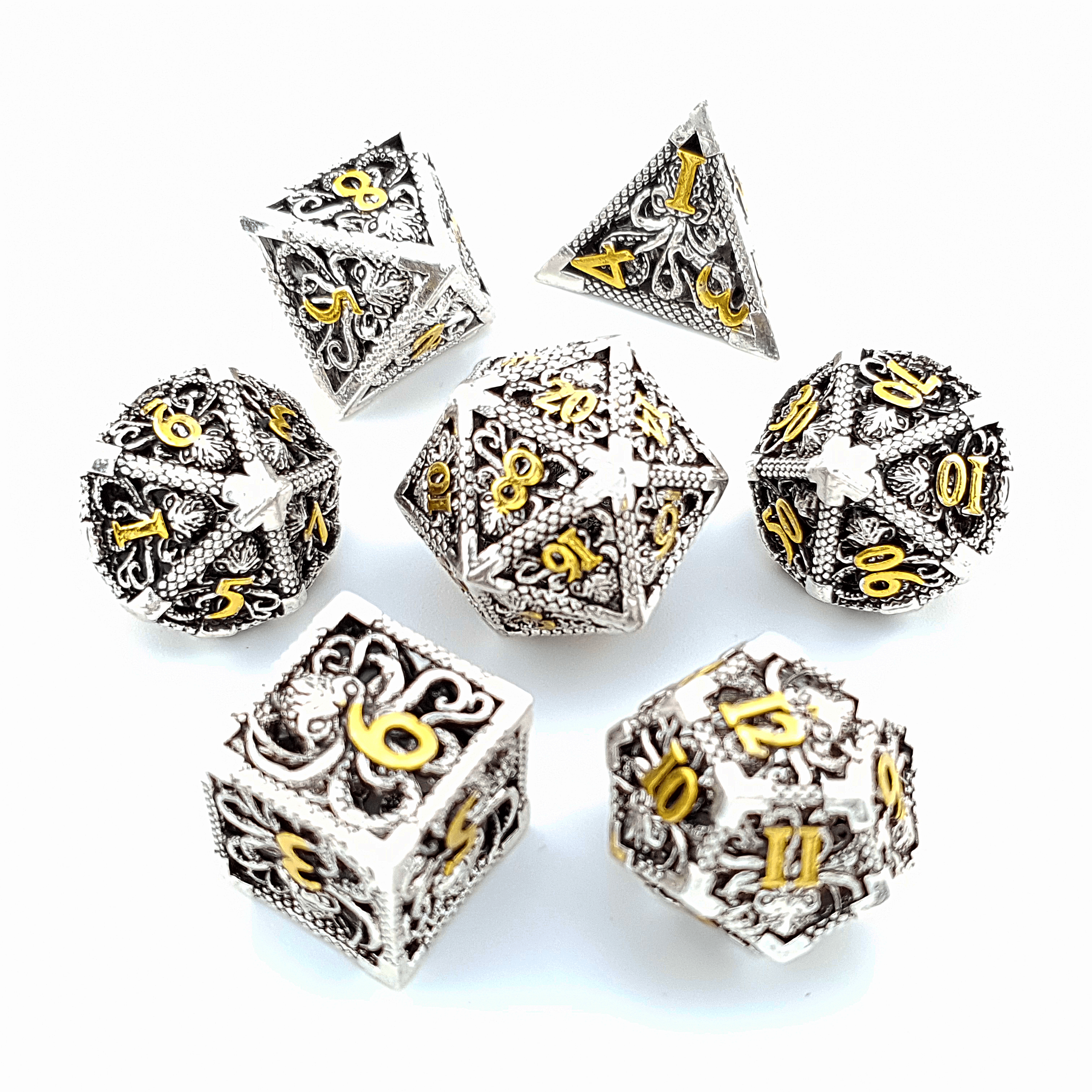 Tabletop Dominion DICE Kraken's Fate | Hollow Metal Dice | 7 Piece Set