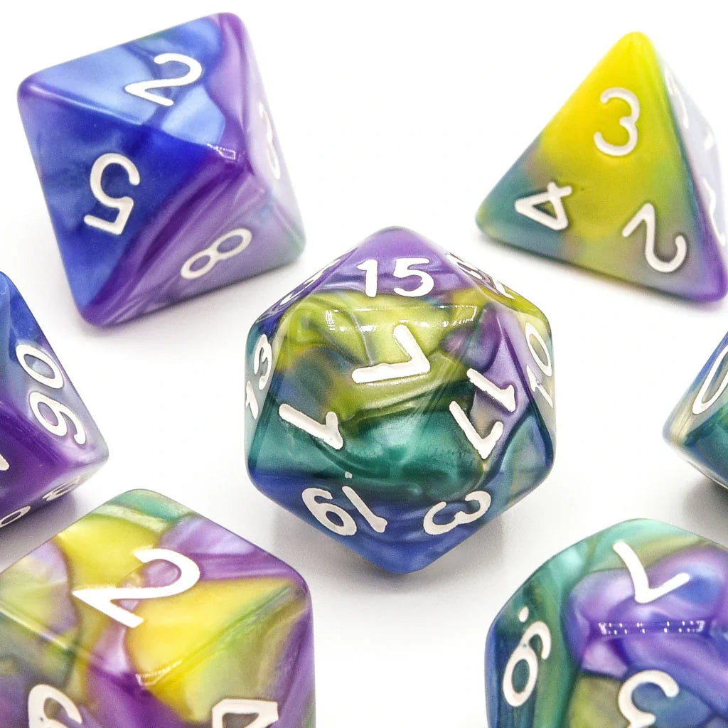 Lemonberry Swirl | Acrylic Dice | 7 Piece Set - DICE