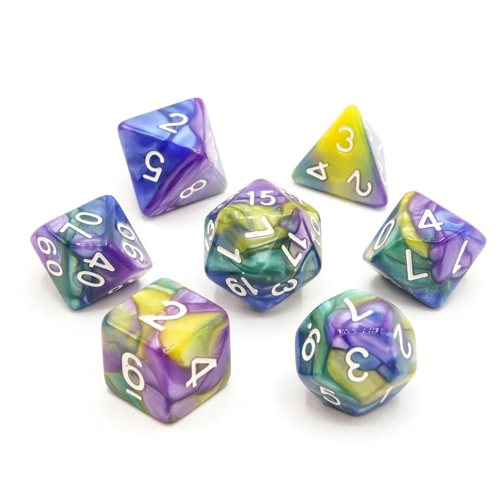 Lemonberry Swirl | Acrylic Dice | 7 Piece Set - DICE