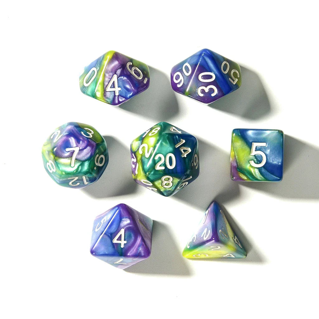Lemonberry Swirl | Acrylic Dice | 7 Piece Set - DICE