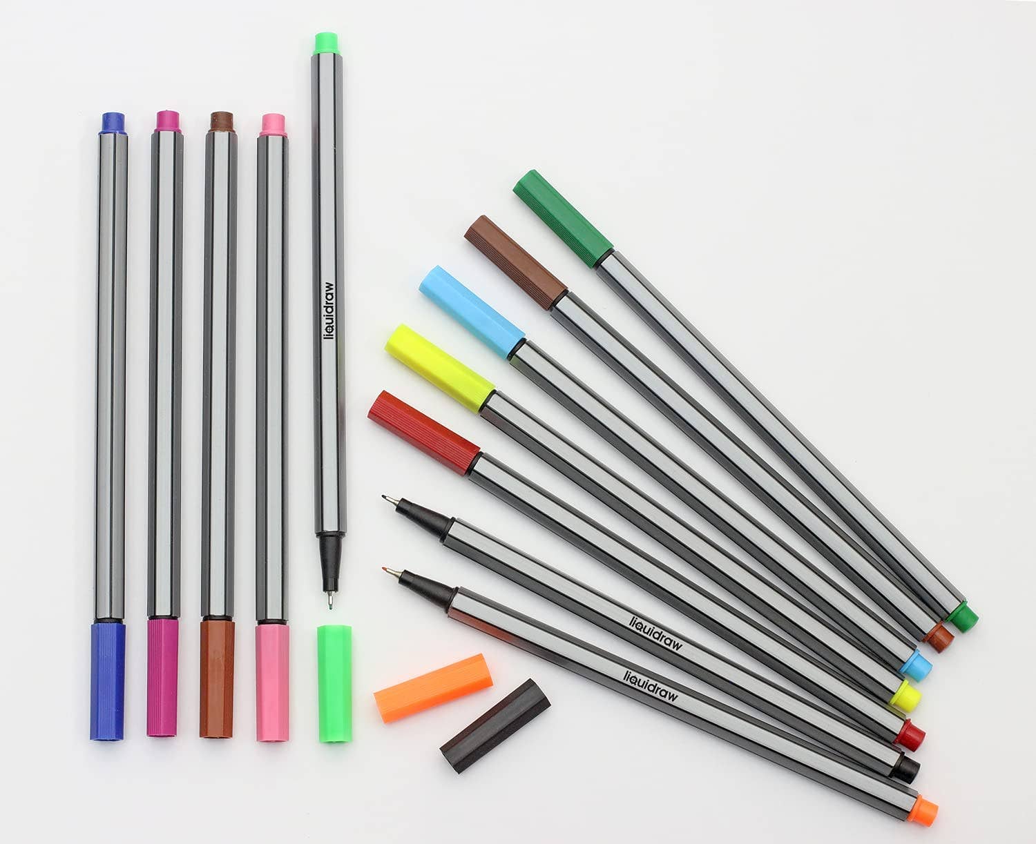 Liquidraw 12 Fineliner Colouring Pens Set Fine Point Pens 0.4mm Assorted Colours Fineliners Coloured Pens