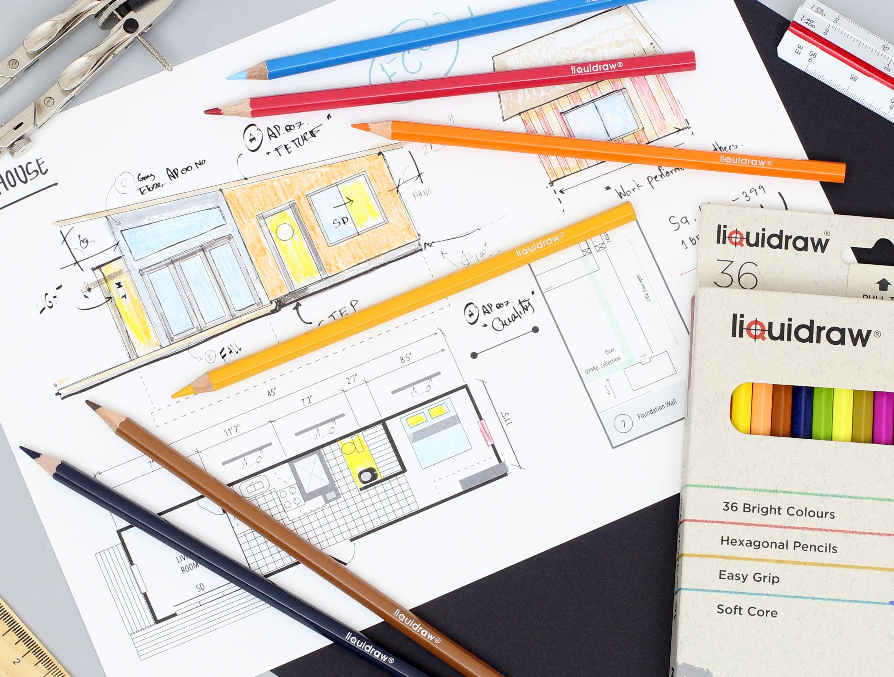 Liquidraw 36 Adult Colouring Pencils, Premium Art Coloured Drawing Pencils for Adults and Professionals.