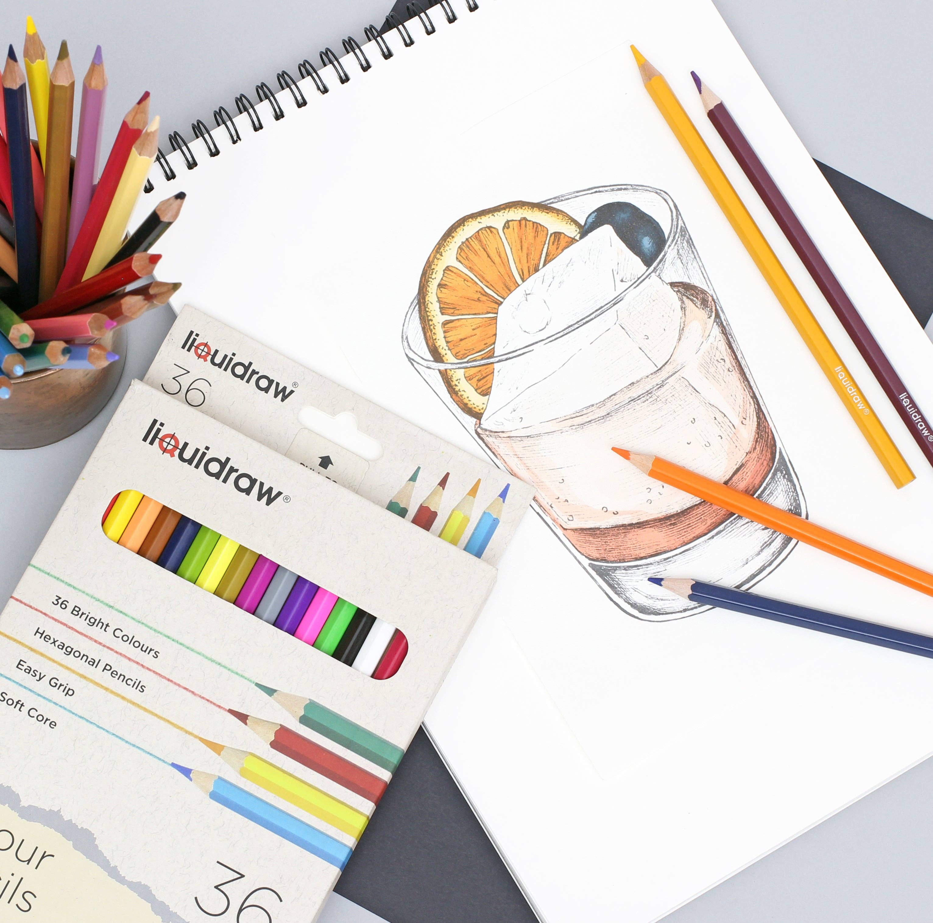 Liquidraw 36 Adult Colouring Pencils Premium Art Coloured Drawing Pencils for Adults and Professionals