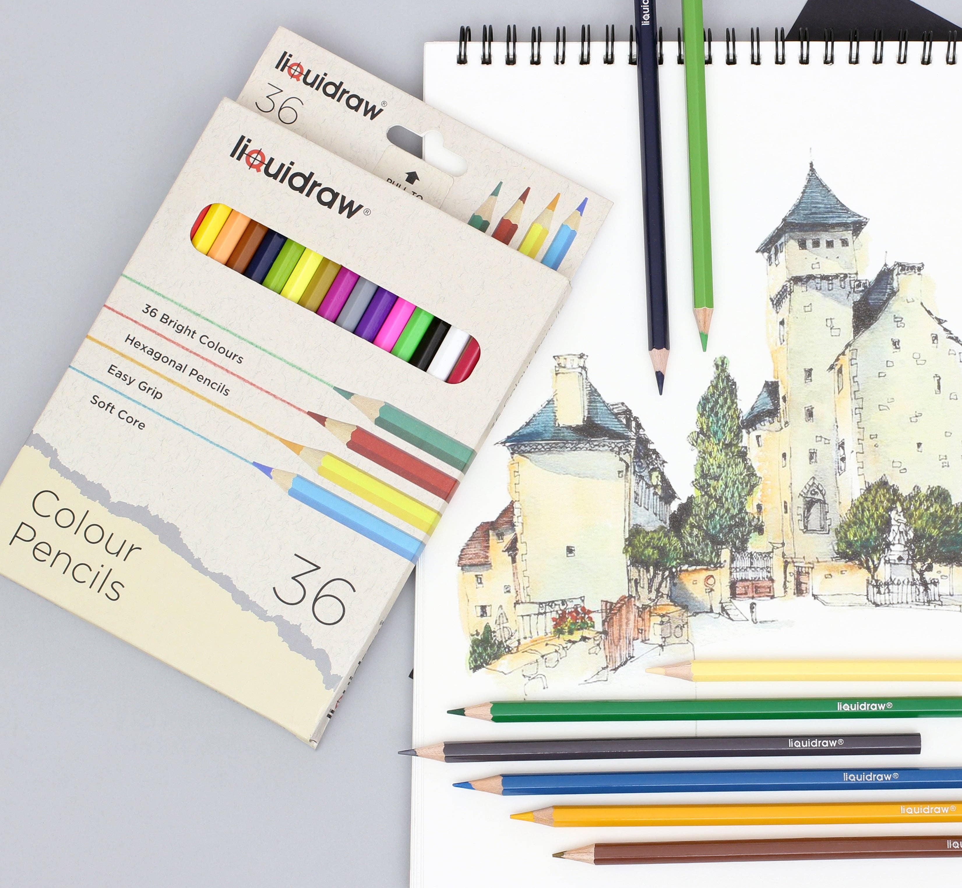 Liquidraw 36 Adult Colouring Pencils Premium Art Coloured Drawing Pencils for Adults and Professionals