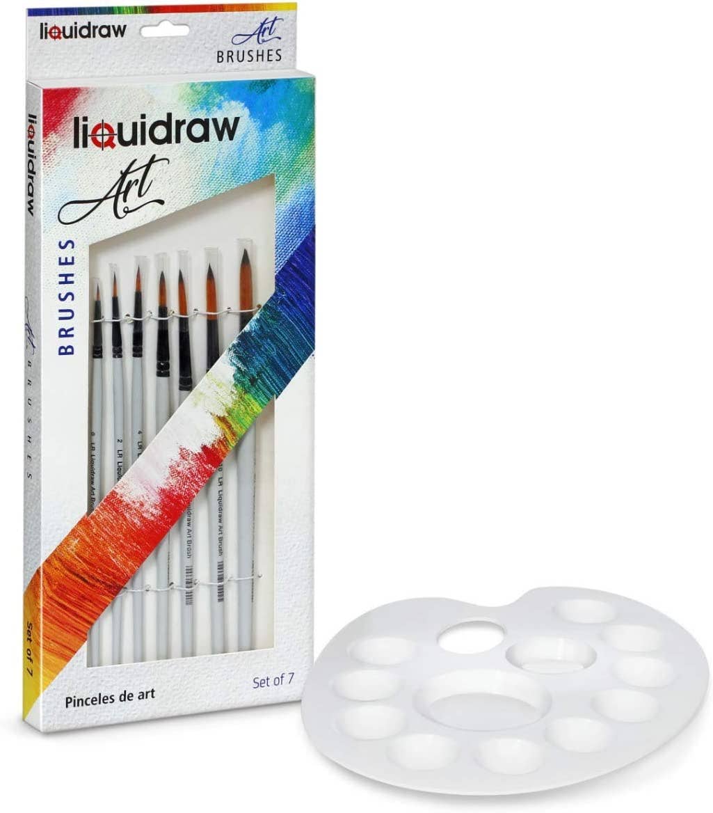 Liquidraw Paint Brush Round + Palette Liquidraw Paint Brushes Set Art Brushes For Acrylic, Oil & Watercolour Painting Palette Professional Artist Quality
