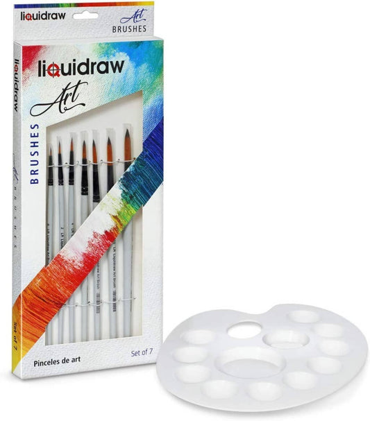 Liquidraw Paint Brush Round + Palette Liquidraw Paint Brushes Set Art Brushes For Acrylic, Oil & Watercolour Painting Palette Professional Artist Quality