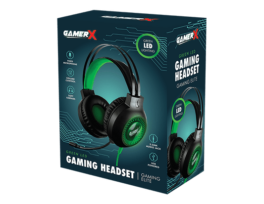 LMT-UK headset Green LED Gaming Headset - 5056283862137