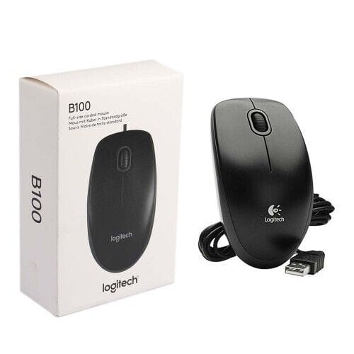 Logitech B100 Wired USB Optical Mouse Ambidextrous