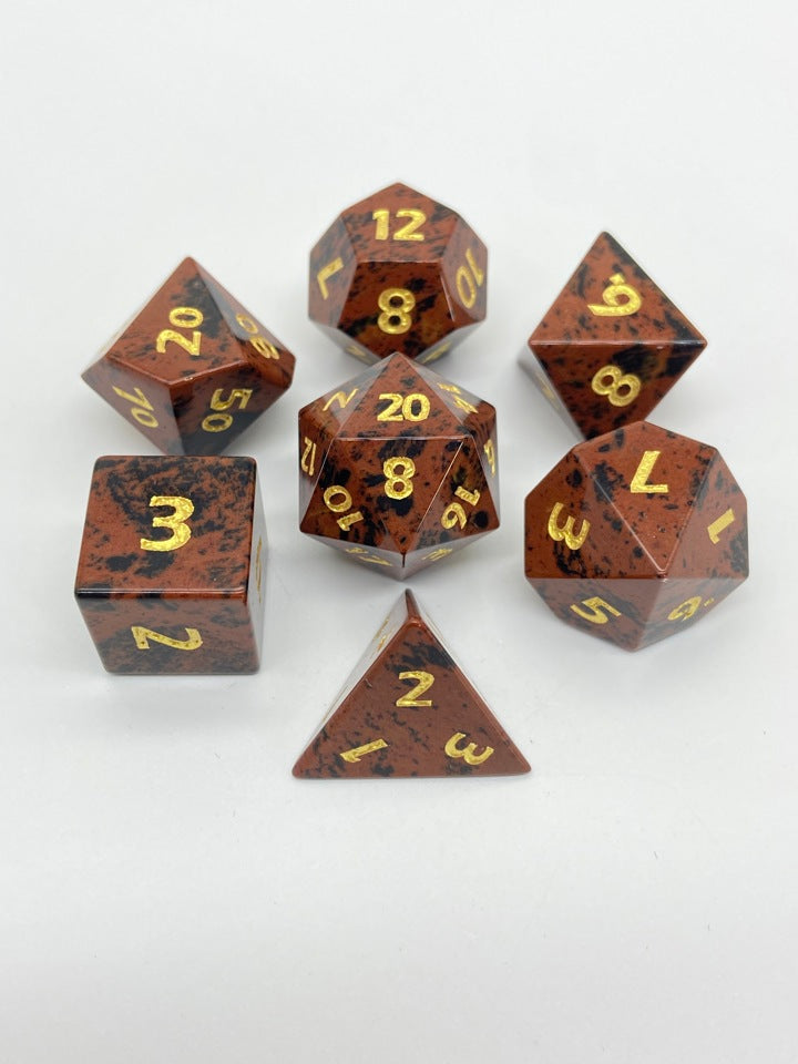 Mahogany Obsidian | Natural Stone | 7 Piece Set - DICE
