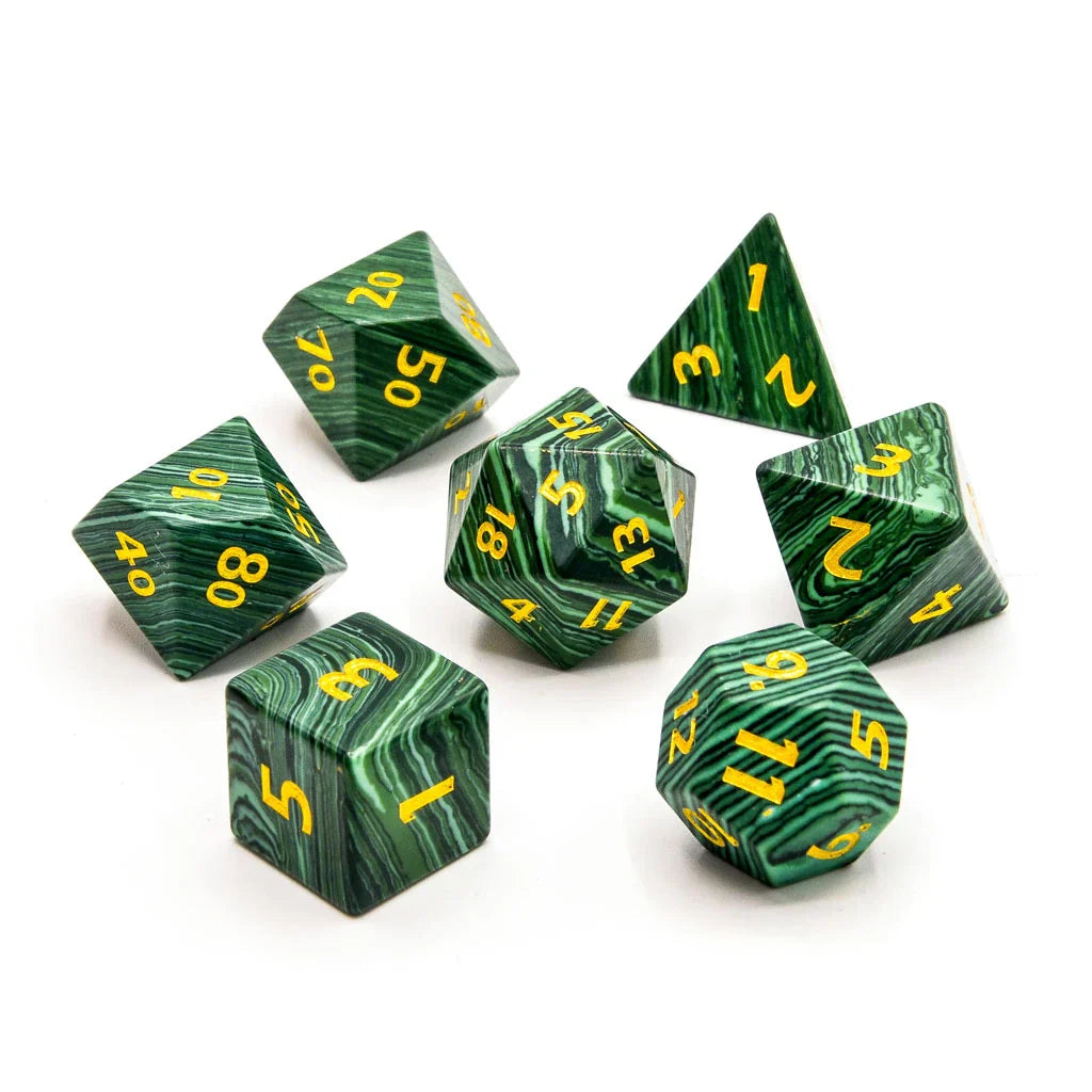 Malachite | Natural Gemstone | 7 Piece Set - DICE