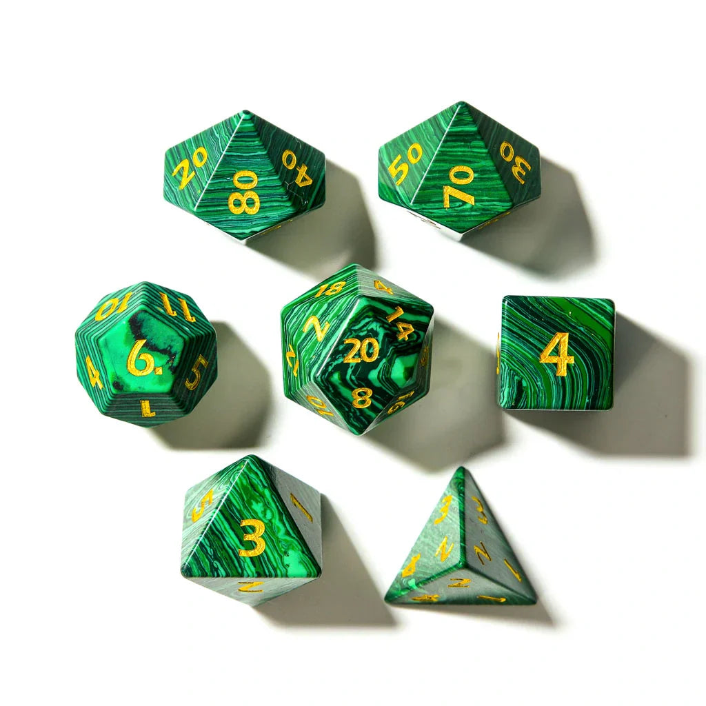 Malachite | Natural Gemstone | 7 Piece Set - DICE