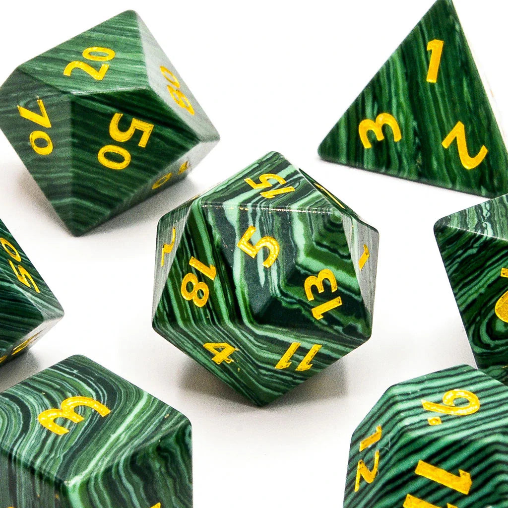 Malachite | Natural Gemstone | 7 Piece Set - DICE