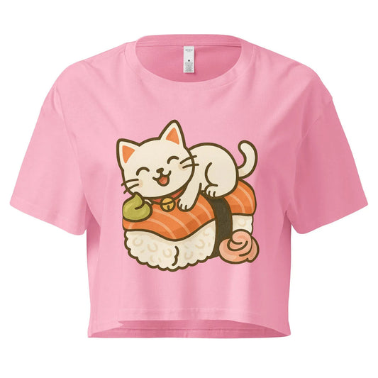 McLaren Tee Hub Crop Tops Bubblegum / XS Cute Cat Sushi Crop Top – Kawaii Japanese Food Shirt