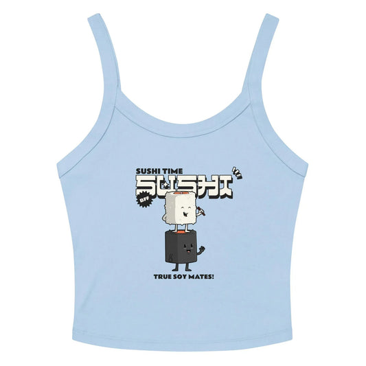 McLaren Tee Hub Tank Top Solid Baby Blue Blend / XS Sushi Time micro-rib tank top - Cute Anime Sushi Design