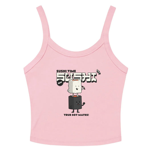 McLaren Tee Hub Tank Top Solid Pink Blend / XS Sushi Time micro-rib tank top - Cute Anime Sushi Design