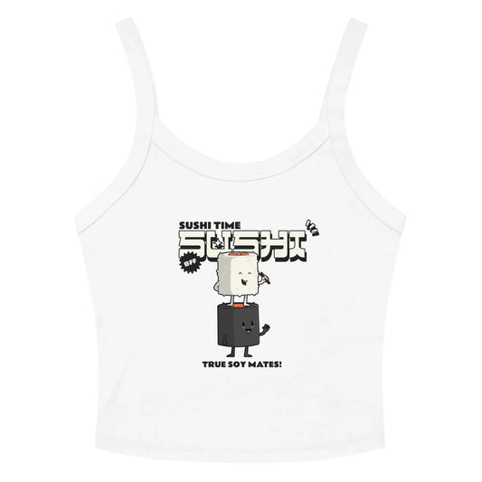 McLaren Tee Hub Tank Top Solid White Blend / XS Sushi Time micro-rib tank top - Cute Anime Sushi Design