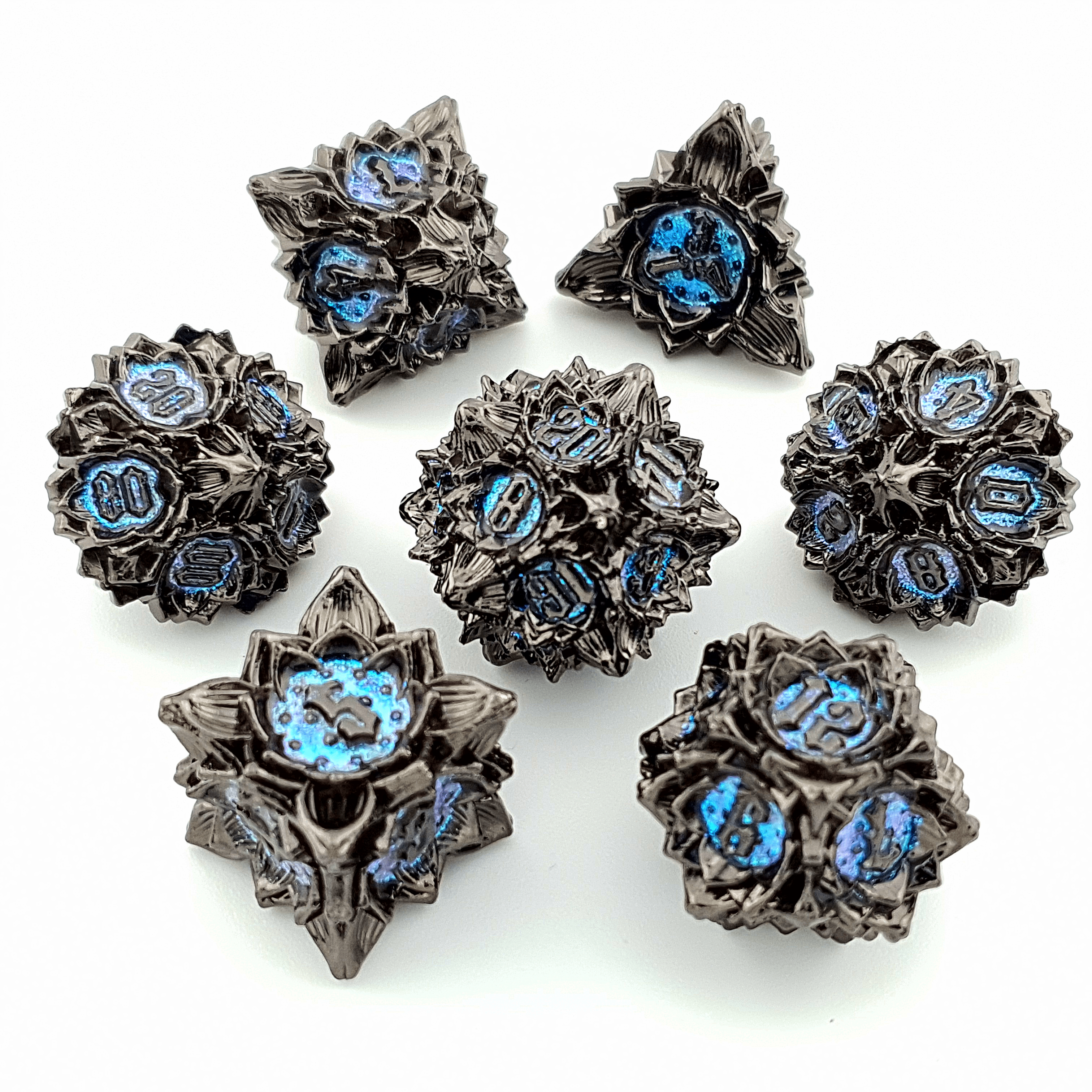 Tabletop Dominion DICE Midnight Lotus | Solid Metal Dice | 7 Piece Set