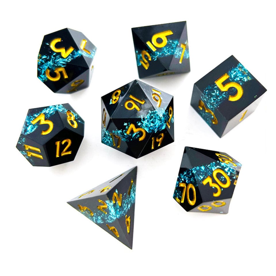 Tabletop Dominion DICE Midnight Sapphire | Sharp Edge Dice | 7 Piece Set