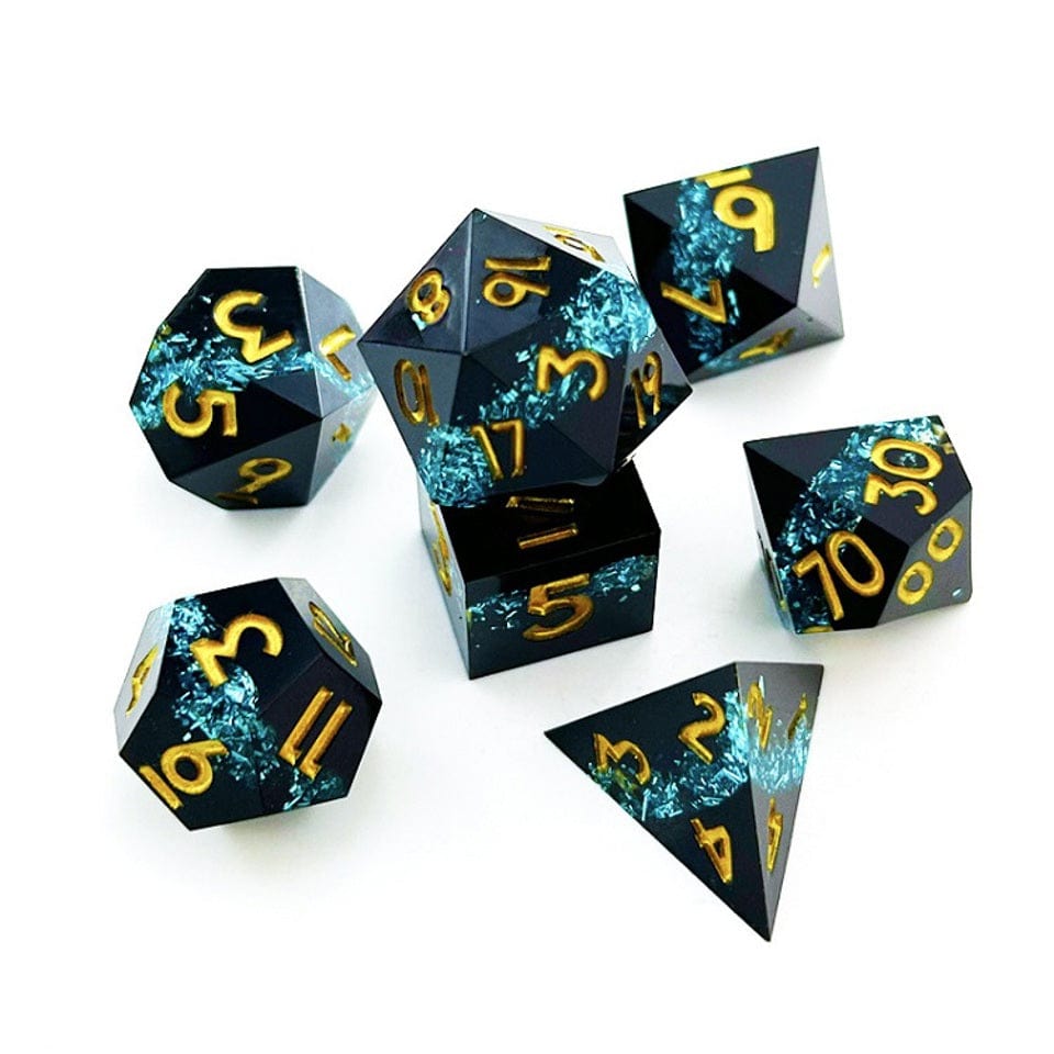 Tabletop Dominion DICE Midnight Sapphire | Sharp Edge Dice | 7 Piece Set