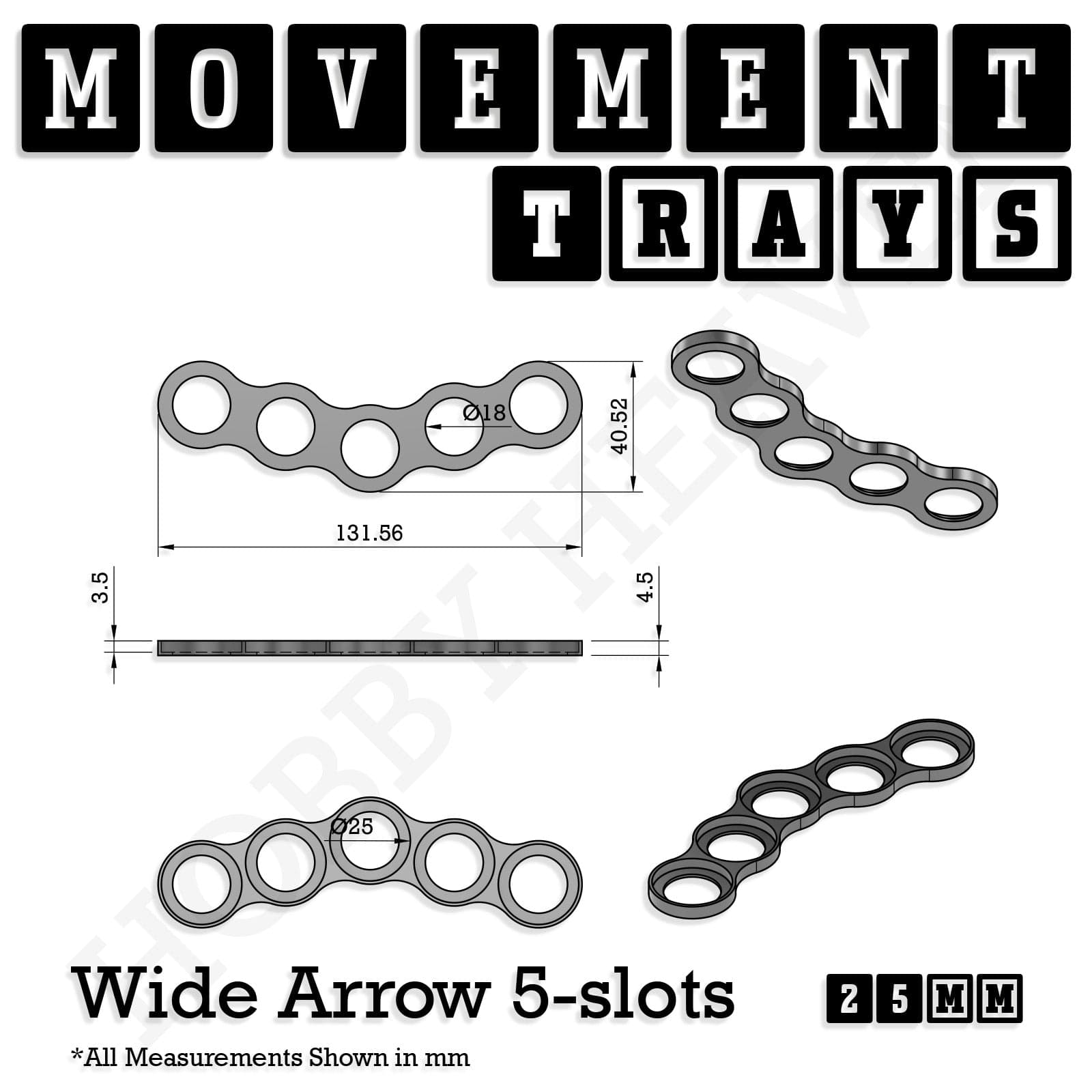 Movement Tray 25mm Movement Trays for Tabletop Games | Waargaming | Full Range