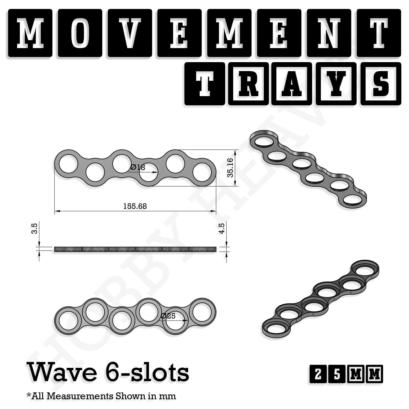 Movement Tray 25mm Movement Trays for Tabletop Games | Waargaming | Full Range