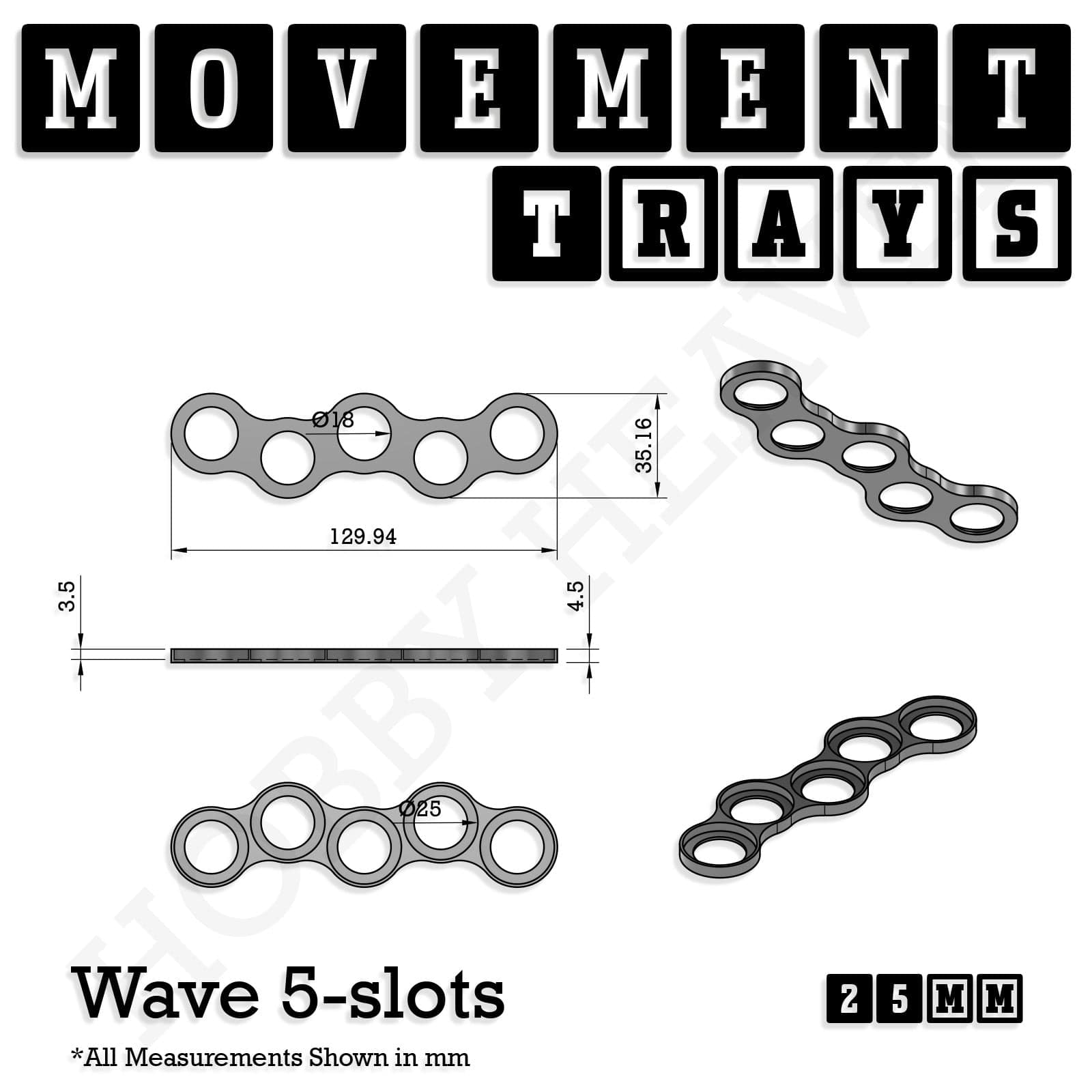 Movement Tray 25mm Movement Trays for Tabletop Games | Waargaming | Full Range