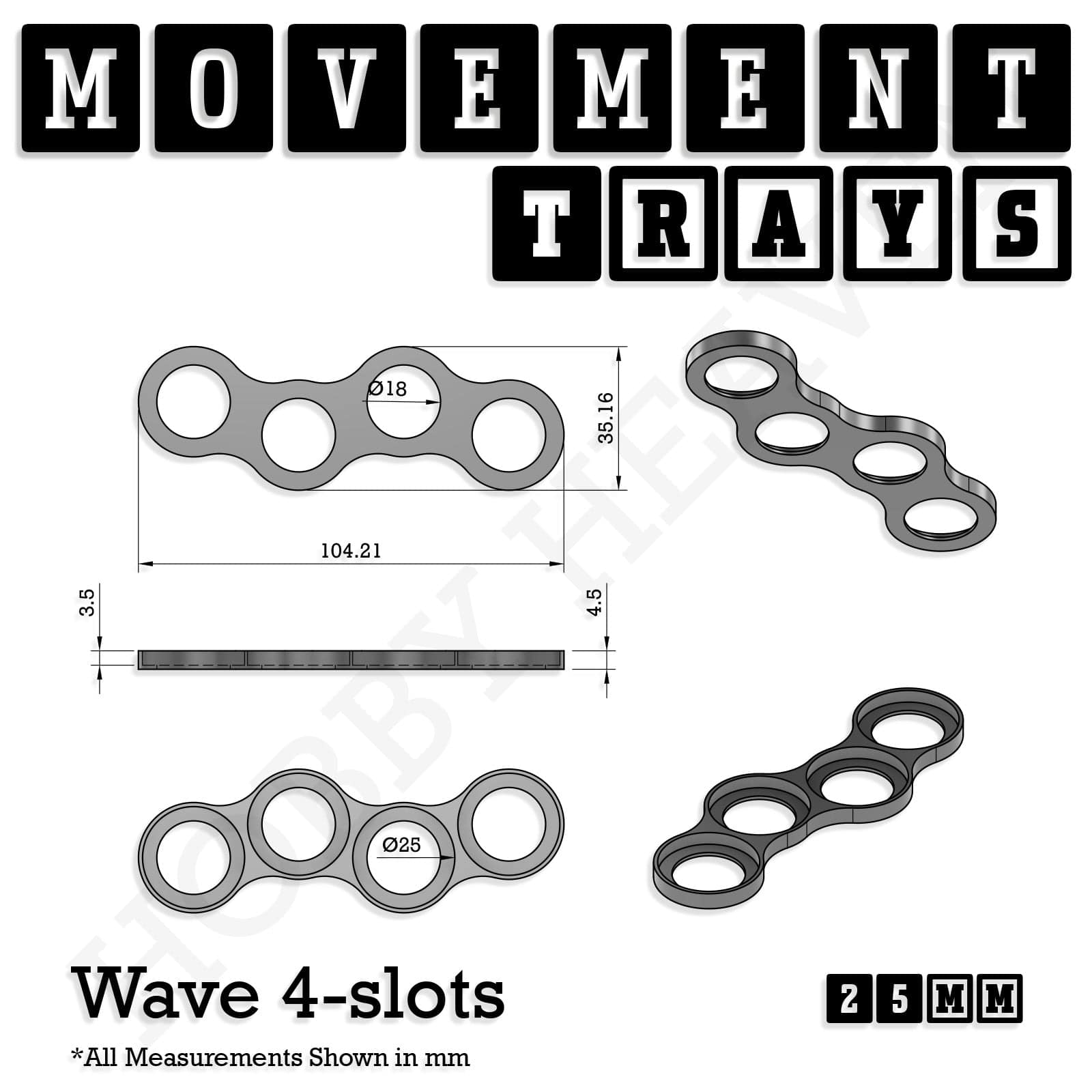 Movement Tray 25mm Movement Trays for Tabletop Games | Waargaming | Full Range