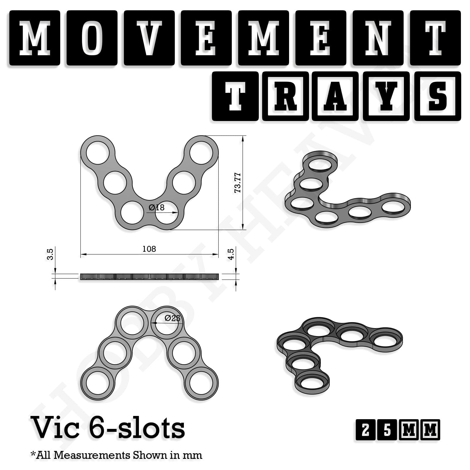 Movement Tray 25mm Movement Trays for Tabletop Games | Waargaming | Full Range