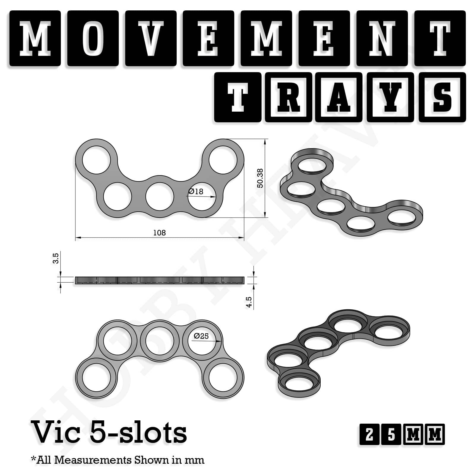 Movement Tray 25mm Movement Trays for Tabletop Games | Waargaming | Full Range