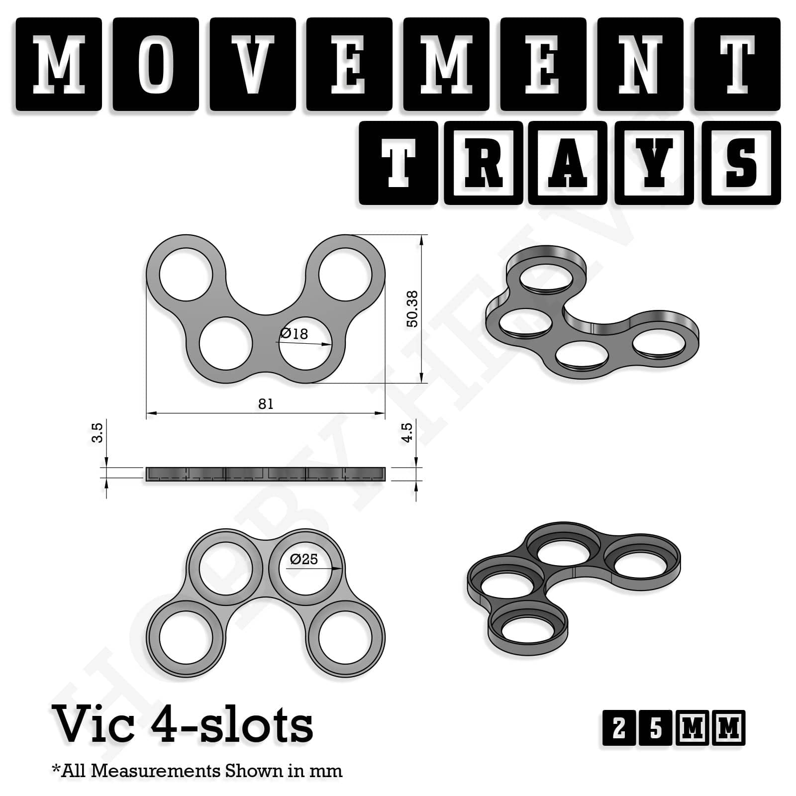 Movement Tray 25mm Movement Trays for Tabletop Games | Waargaming | Full Range