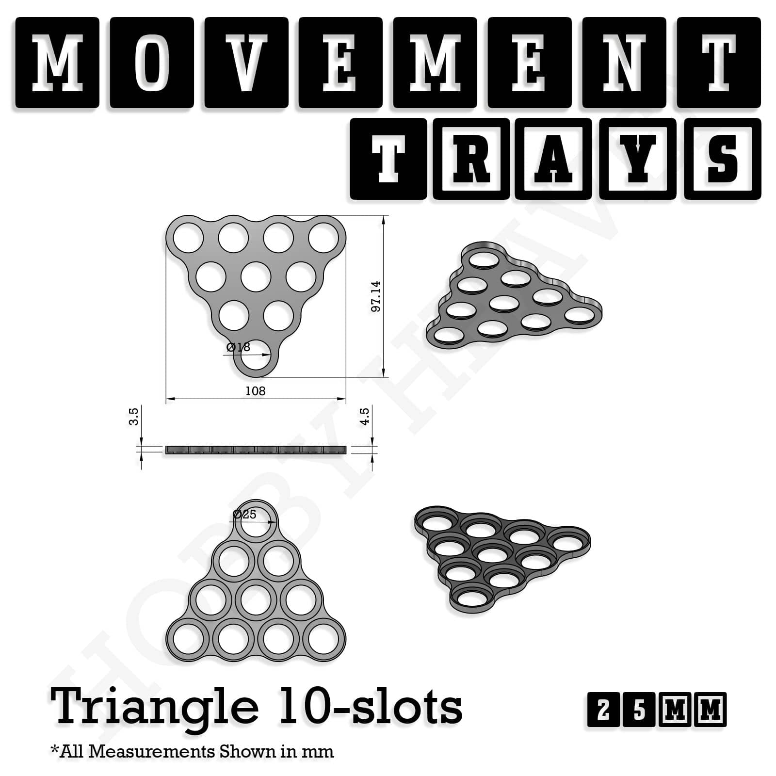 Movement Tray 25mm Movement Trays for Tabletop Games | Waargaming | Full Range