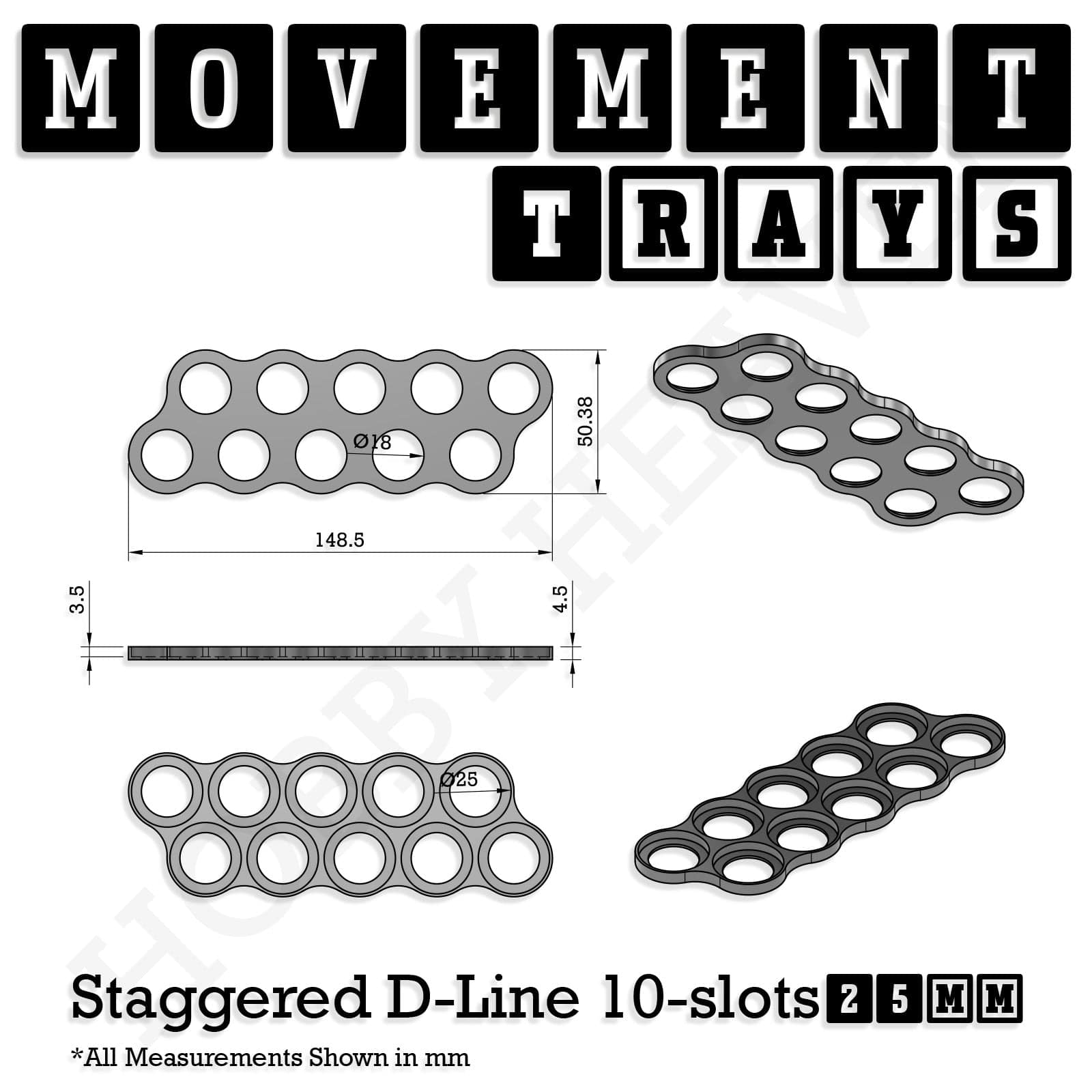Movement Tray 25mm Movement Trays for Tabletop Games | Waargaming | Full Range