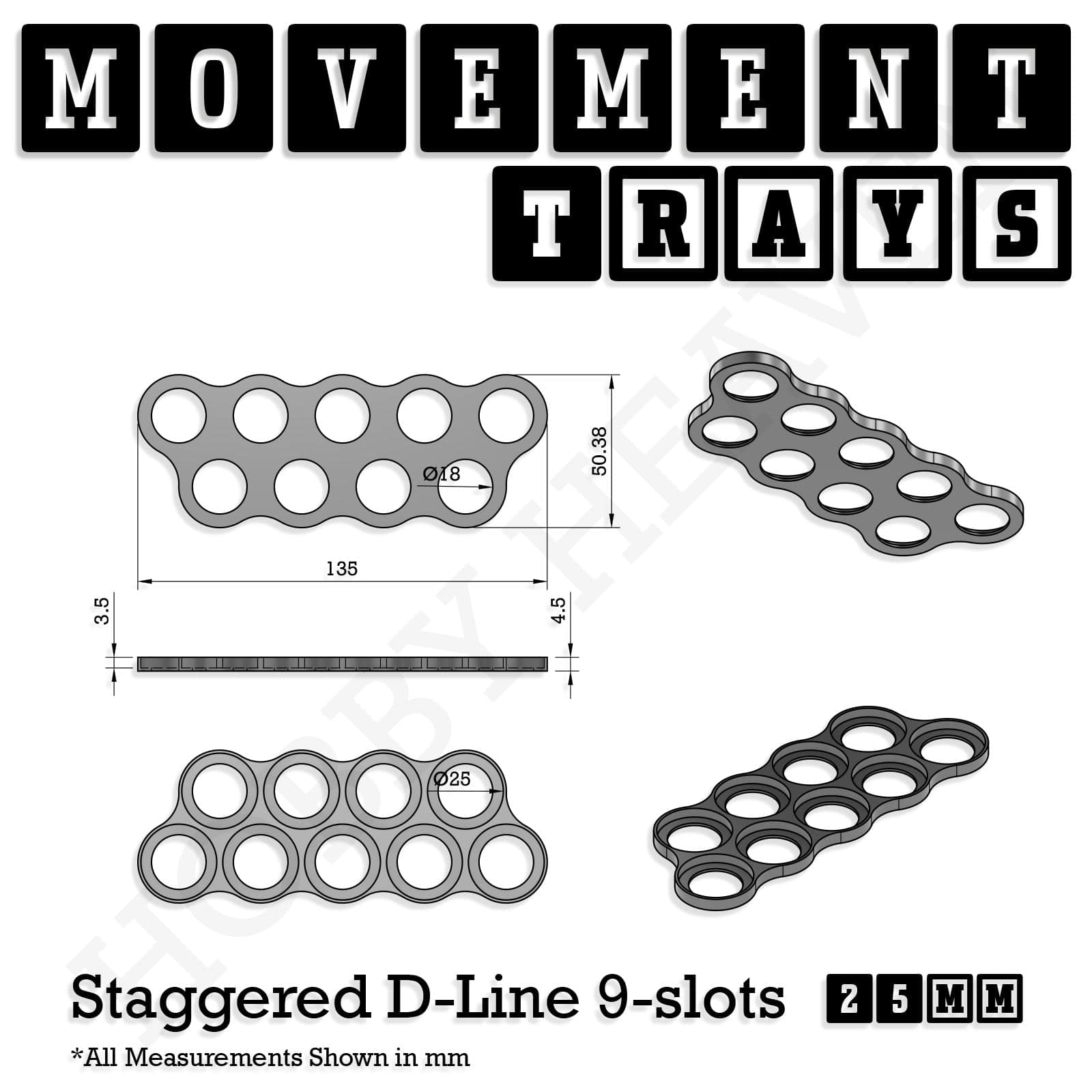 Movement Tray 25mm Movement Trays for Tabletop Games | Waargaming | Full Range