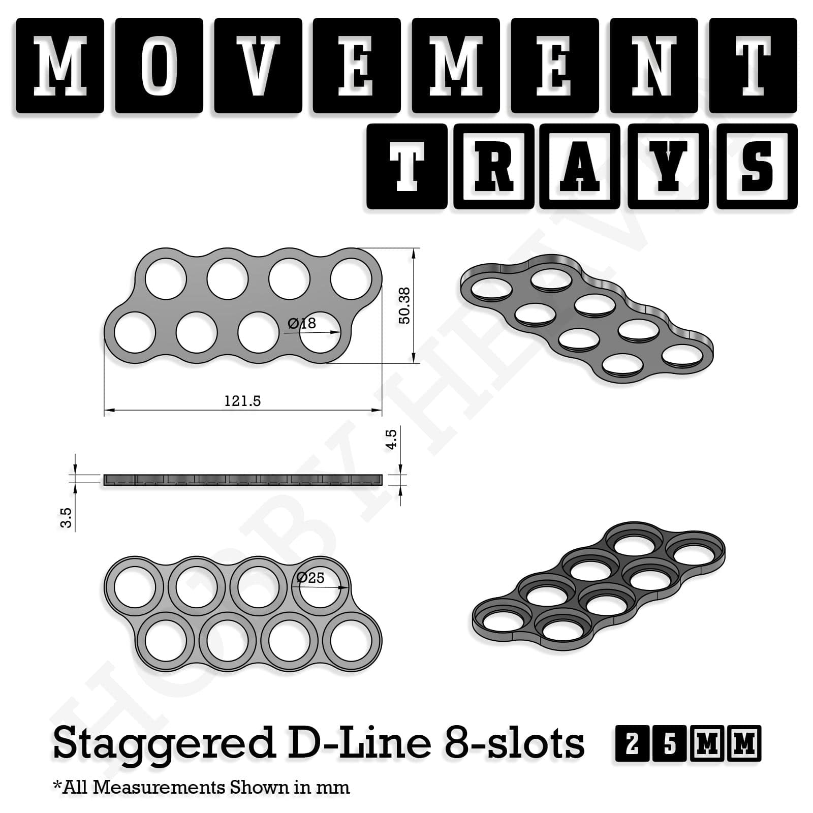 Movement Tray 25mm Movement Trays for Tabletop Games | Waargaming | Full Range