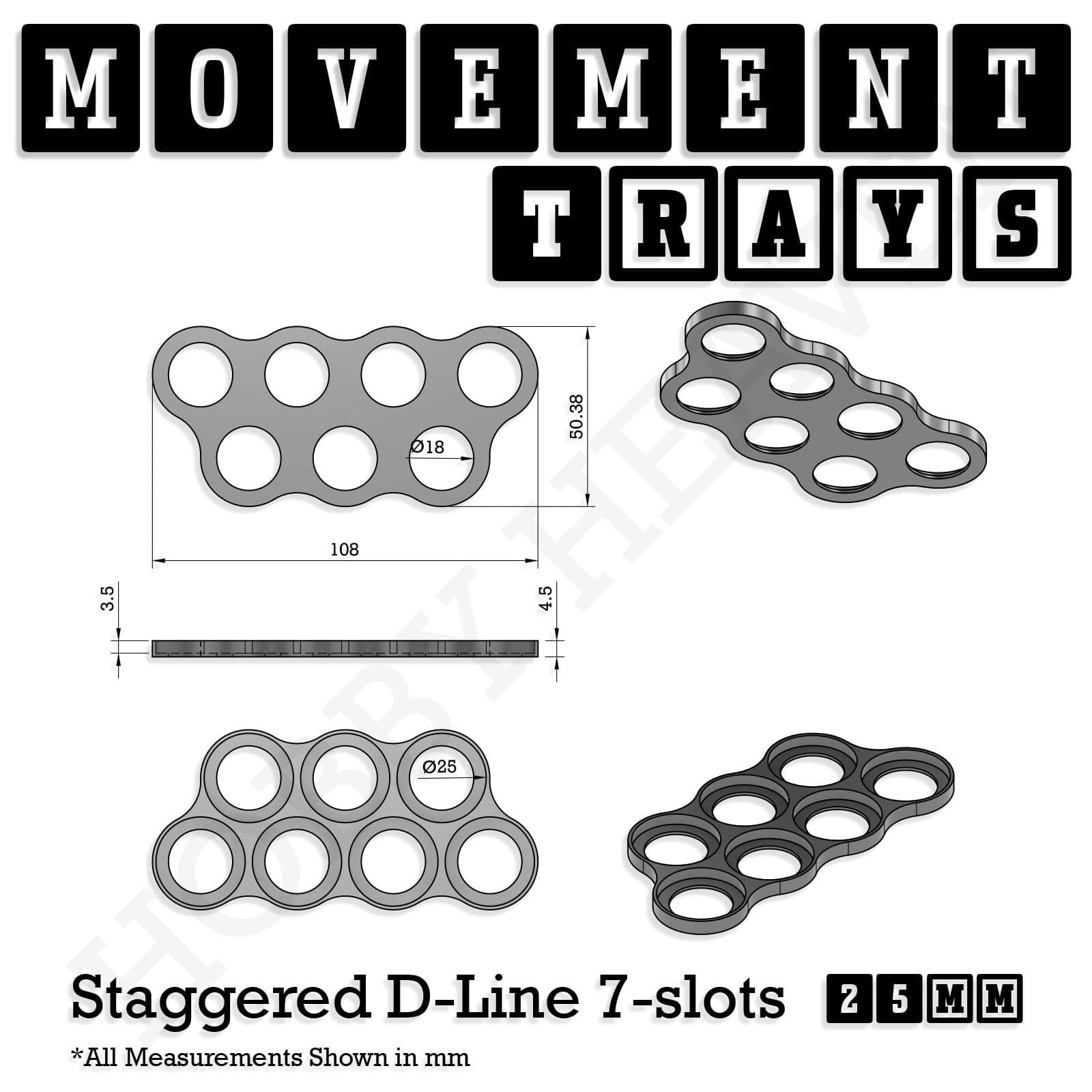 Movement Tray 25mm Movement Trays for Tabletop Games | Waargaming | Full Range