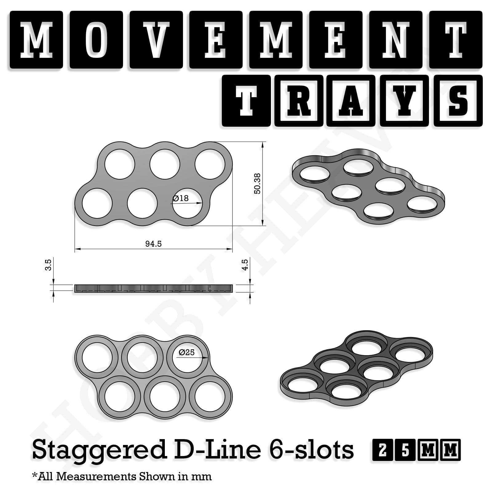 Movement Tray 25mm Movement Trays for Tabletop Games | Waargaming | Full Range