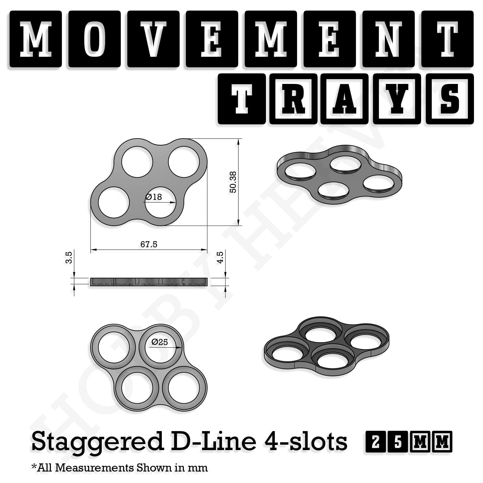 Movement Tray 25mm Movement Trays for Tabletop Games | Waargaming | Full Range