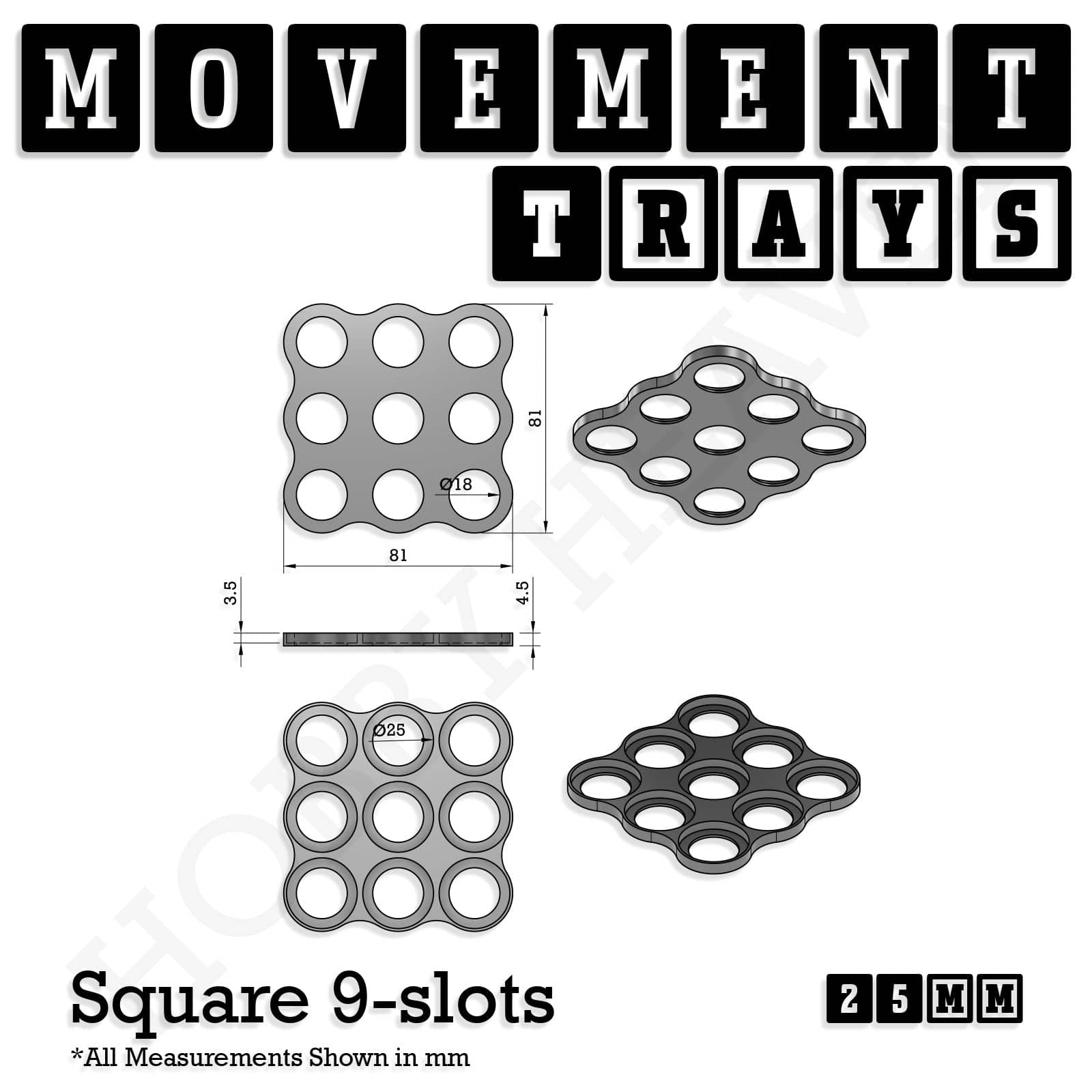 Movement Tray 25mm Movement Trays for Tabletop Games | Waargaming | Full Range