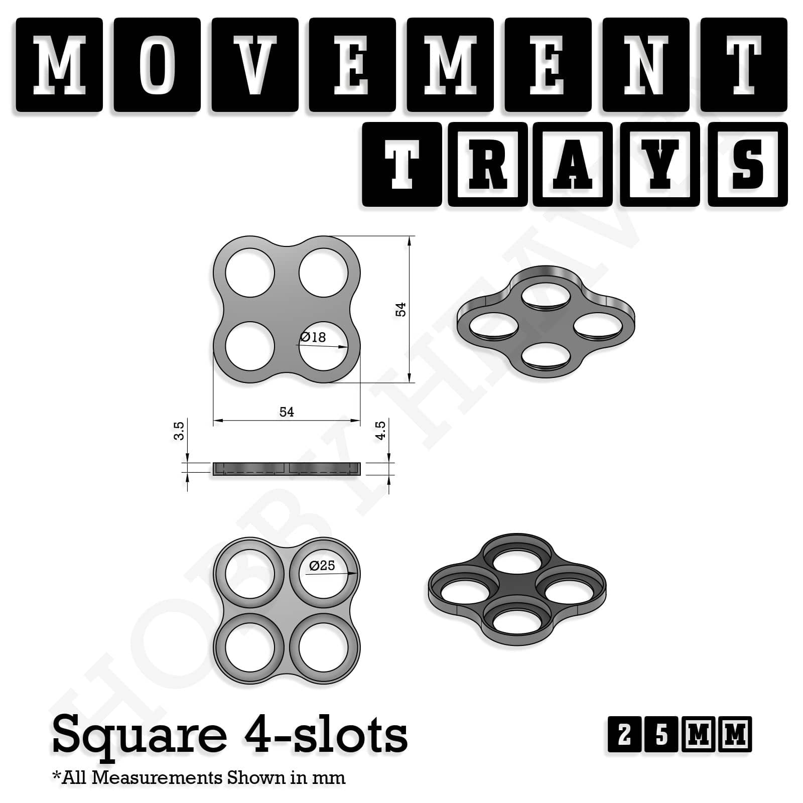 Movement Tray 25mm Movement Trays for Tabletop Games | Waargaming | Full Range