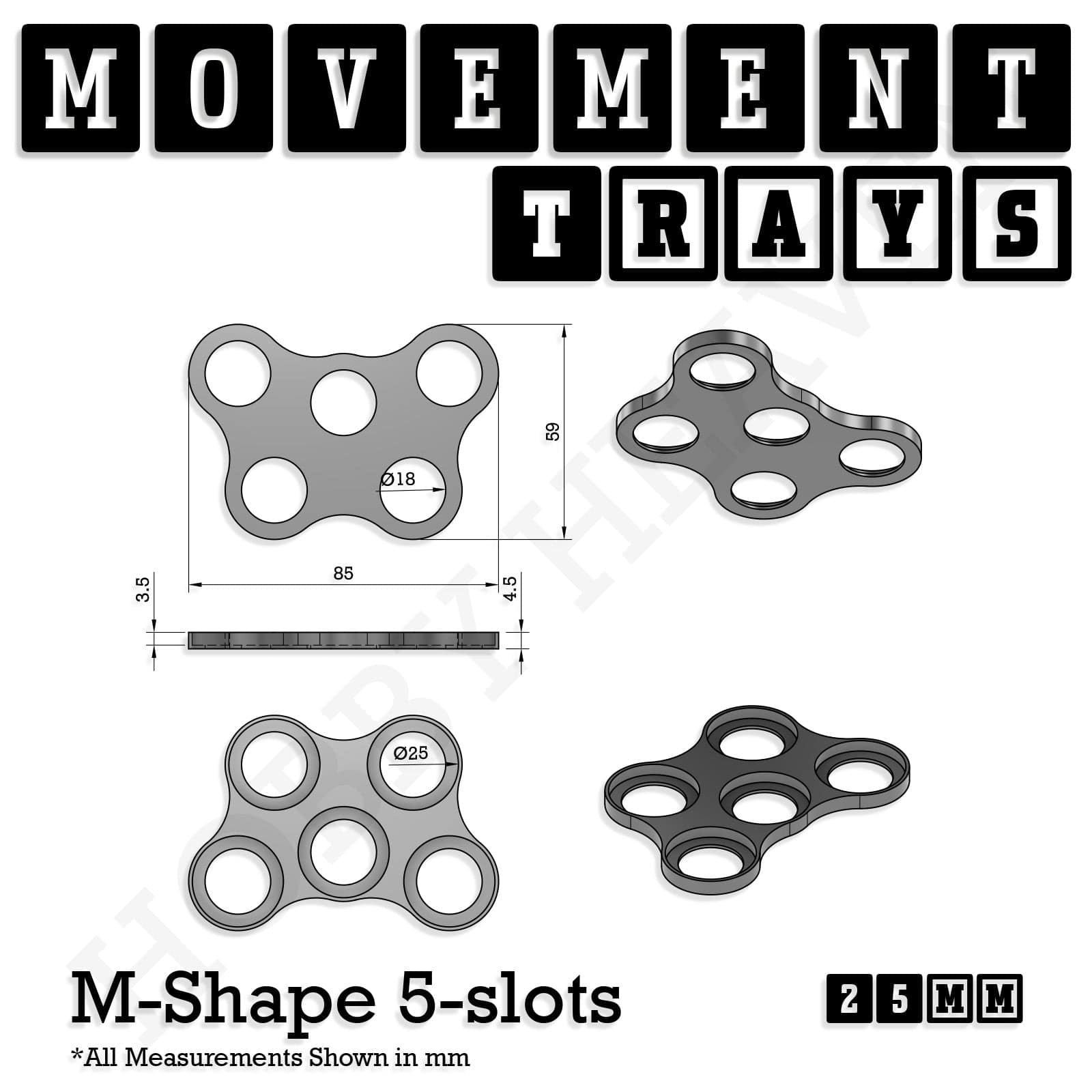 Movement Tray 25mm Movement Trays for Tabletop Games | Waargaming | Full Range