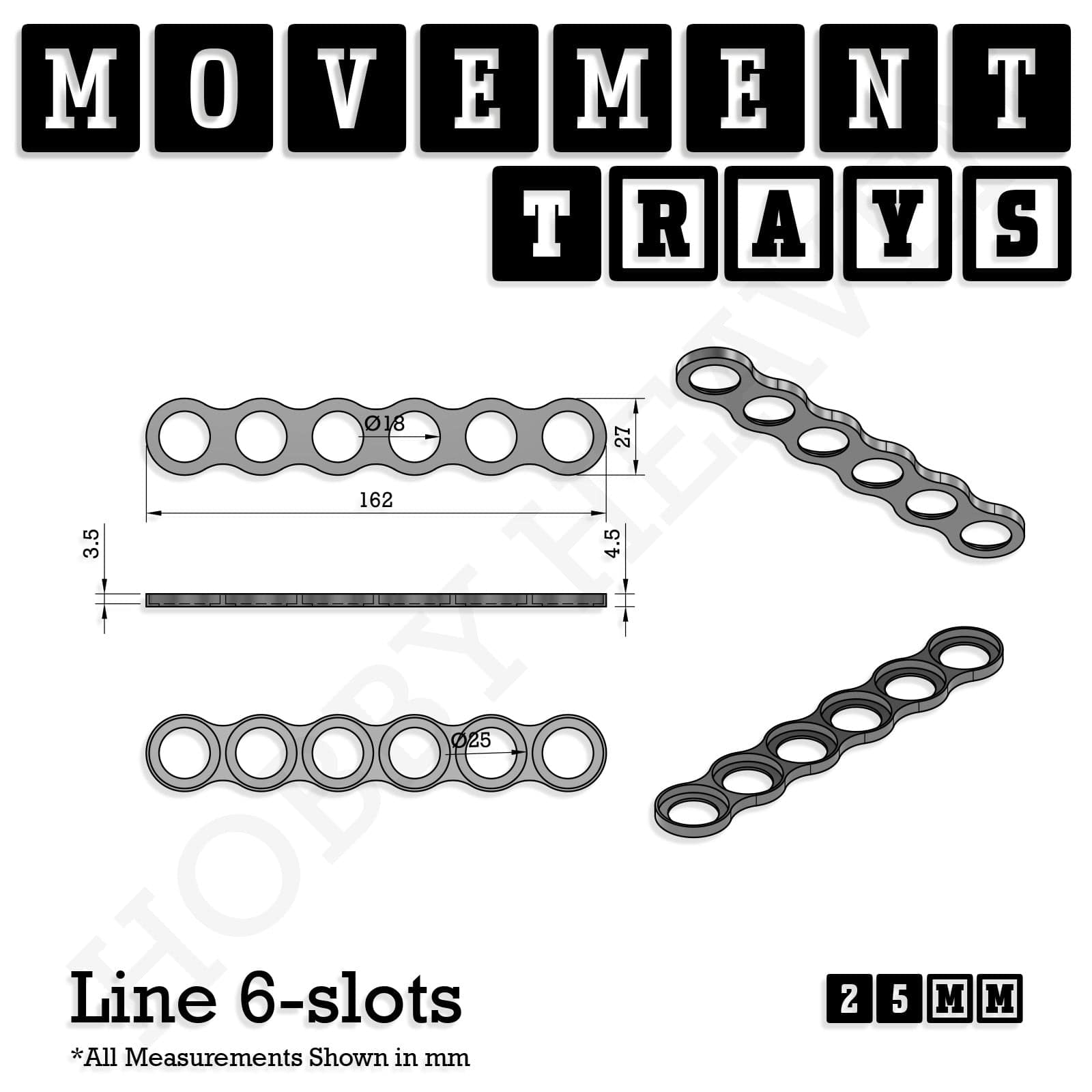 Movement Tray 25mm Movement Trays for Tabletop Games | Waargaming | Full Range