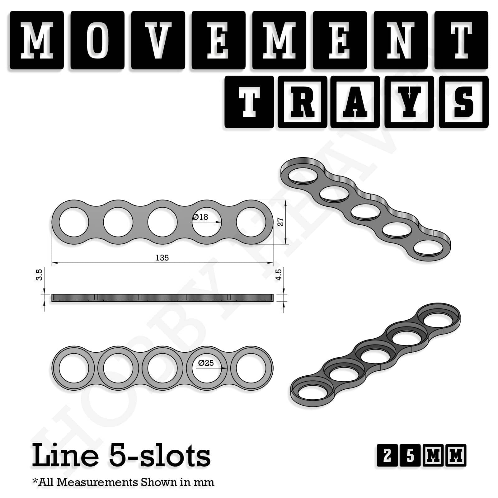 Movement Tray 25mm Movement Trays for Tabletop Games | Waargaming | Full Range