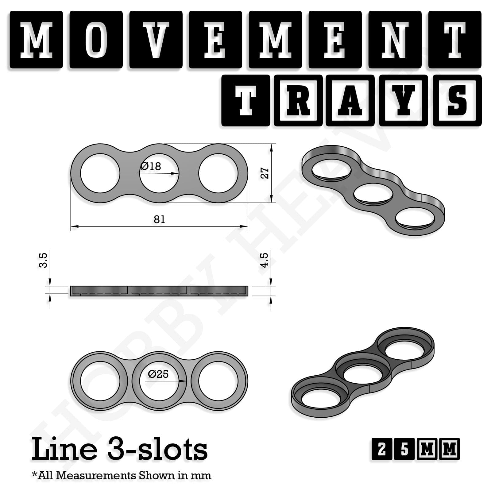 Movement Tray 25mm Movement Trays for Tabletop Games | Waargaming | Full Range