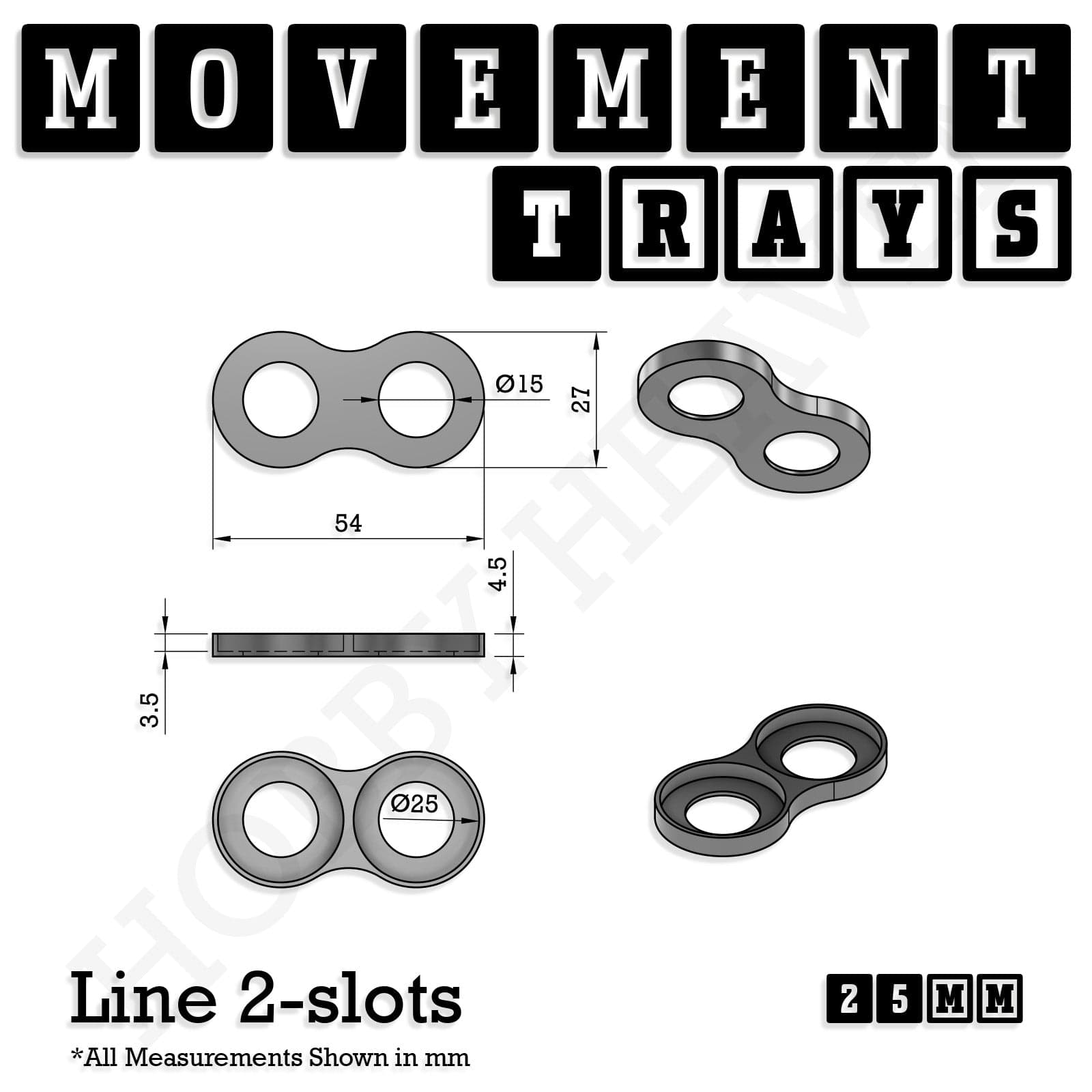 Movement Tray 25mm Movement Trays for Tabletop Games | Waargaming | Full Range