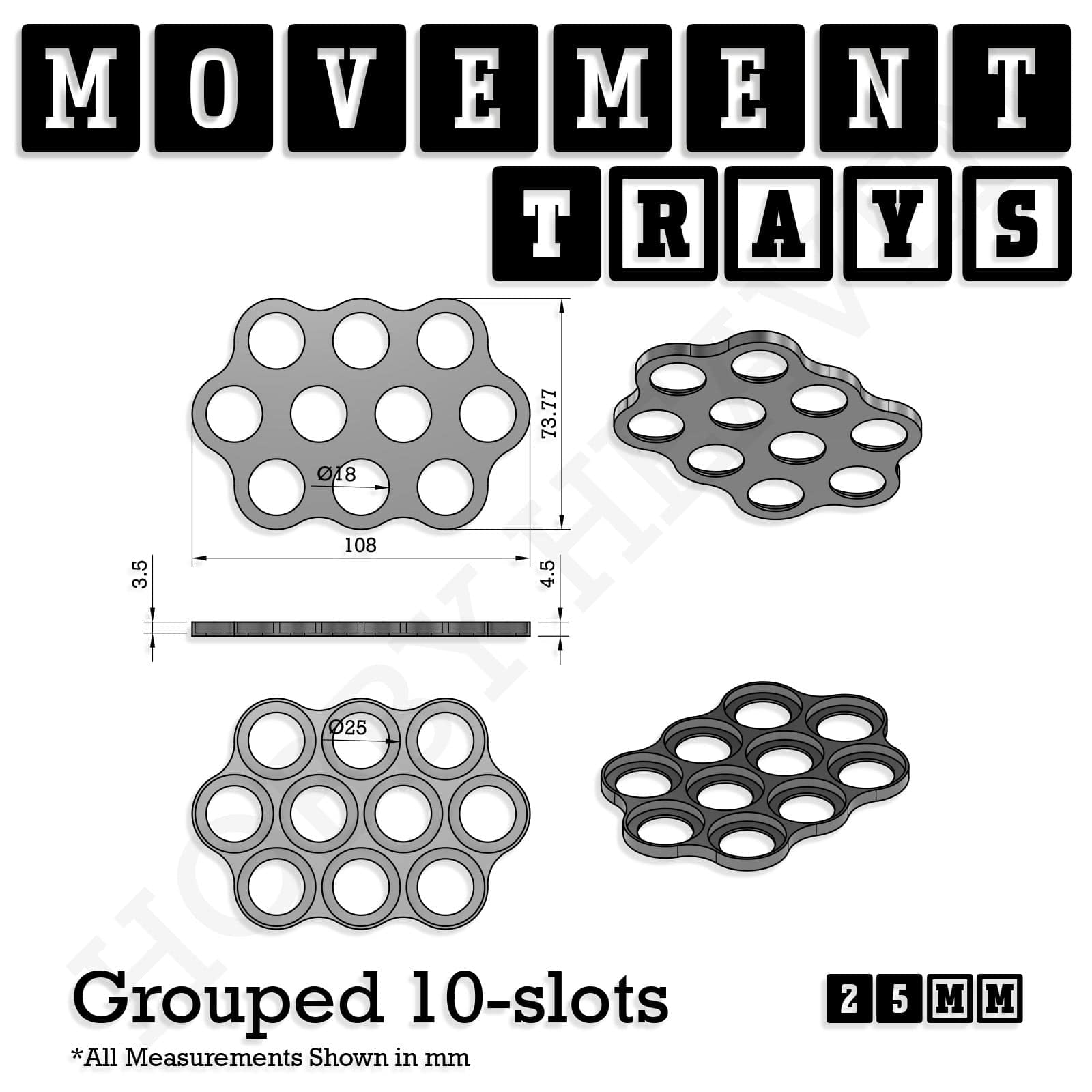 Movement Tray 25mm Movement Trays for Tabletop Games | Waargaming | Full Range