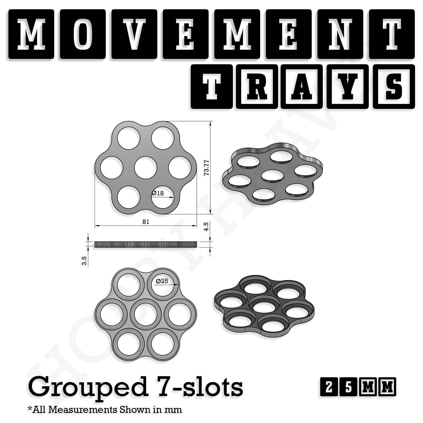 Movement Tray 25mm Movement Trays for Tabletop Games | Waargaming | Full Range