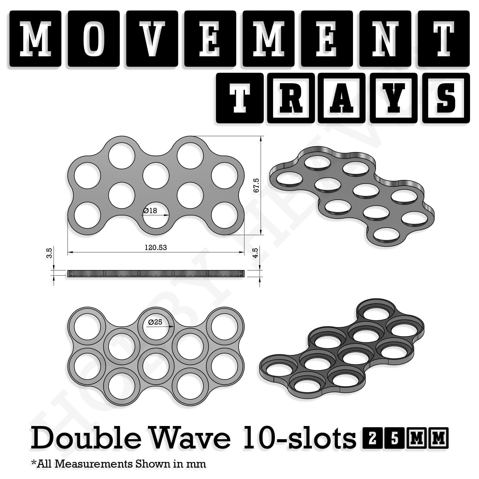 Movement Tray 25mm Movement Trays for Tabletop Games | Waargaming | Full Range
