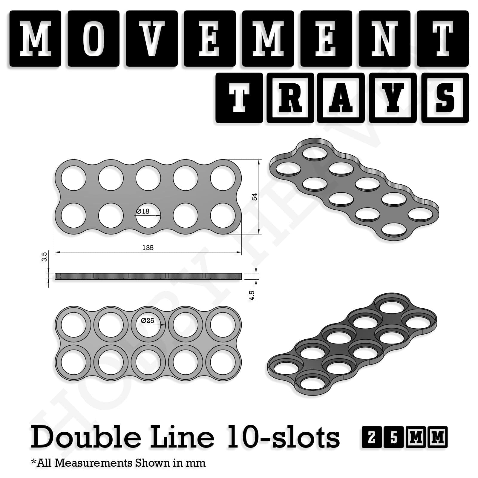 Movement Tray 25mm Movement Trays for Tabletop Games | Waargaming | Full Range