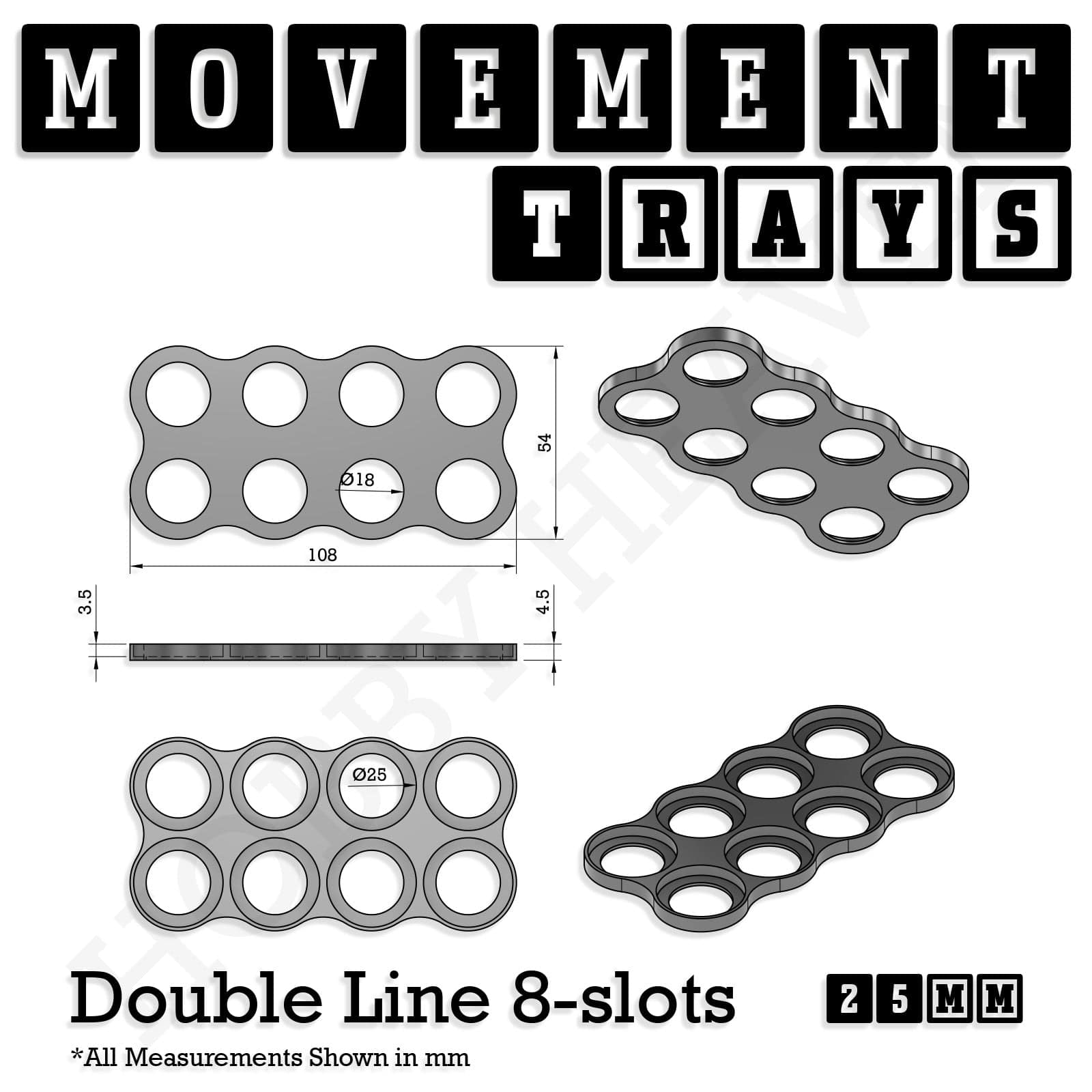 Movement Tray 25mm Movement Trays for Tabletop Games | Waargaming | Full Range